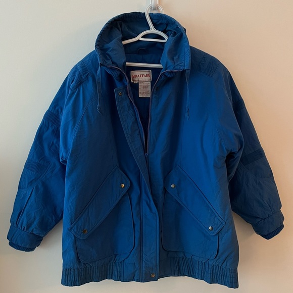 90s Vintage Blue High Neck Braefair Down Winter Jacket - Men’s L/XL - Picture 1 of 11
